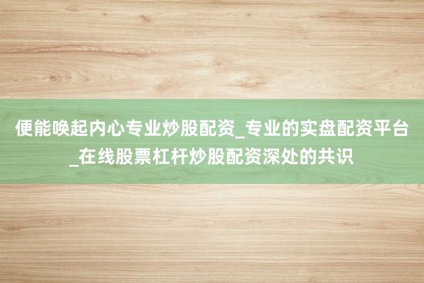 便能唤起内心专业炒股配资_专业的实盘配资平台_在线股票杠杆炒股配资深处的共识